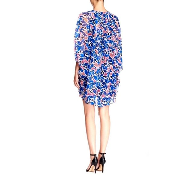 NEW! Diane Von Furstenberg Fleurette Silk Chiffon Dress Ocelot Floral Blue SZ 4 - Picture 2 of 10